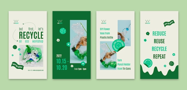 Vector flat ecology instagram stories collection