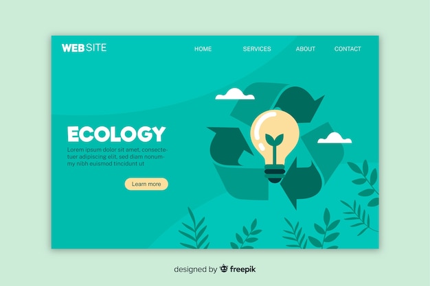 Flat ecology landing page template