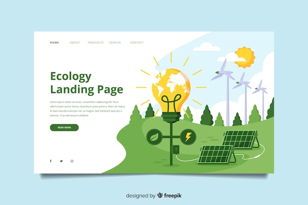 Flat ecology landing page template