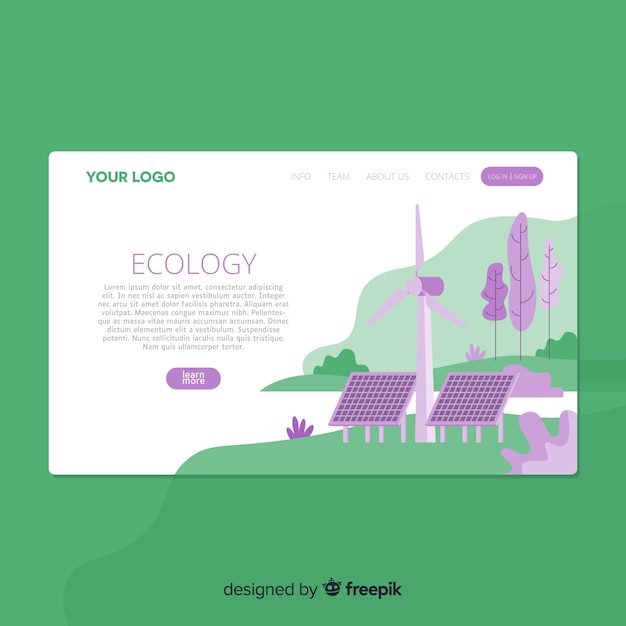 Flat ecology landing page template