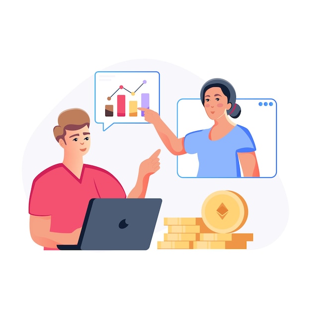 Flat editable illustrative vector of crypto market