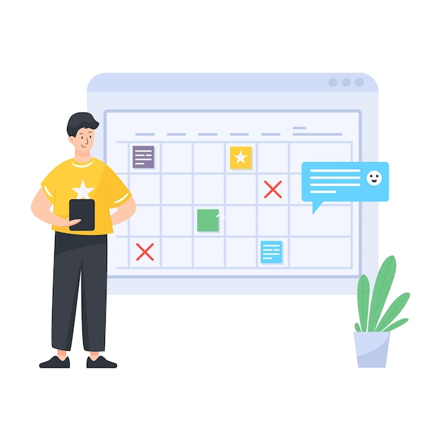 flat editable online task manager illustration