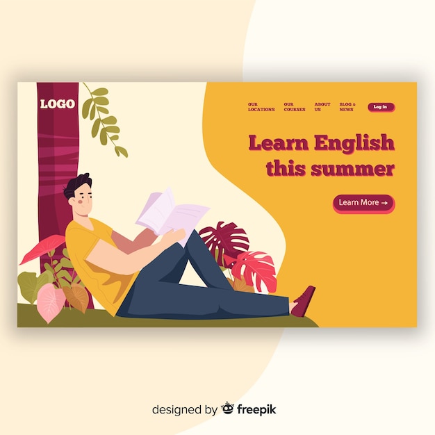 Flat education landing page template