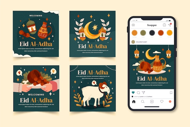 Flat eid al-adha instagram posts collection