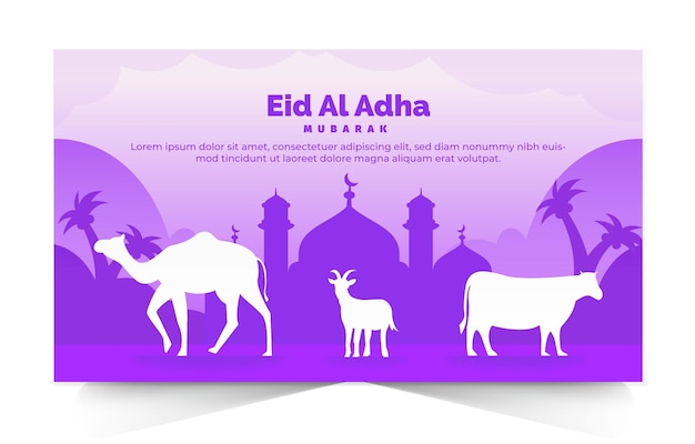 Flat eid al adha mubarak for banner design template