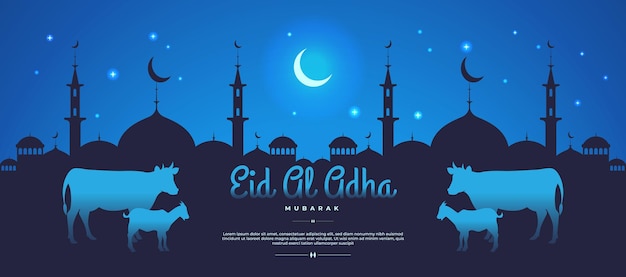 Flat eid al adha mubarak design banner