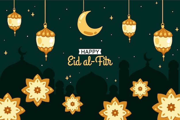 Vettore sfondo piatto eid al-fitr