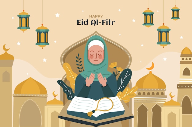 Vector flat eid al-fitr background