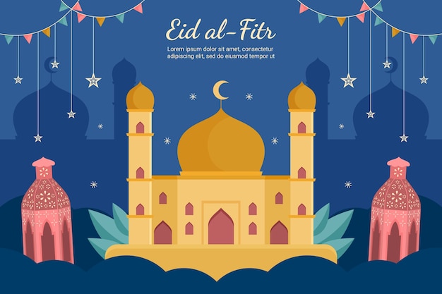 벡터 플랫 eid al-fitr 배경