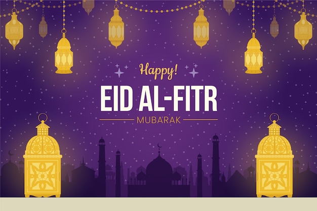 Vector flat eid al-fitr background