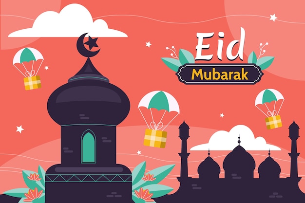 Vector flat eid al-fitr background