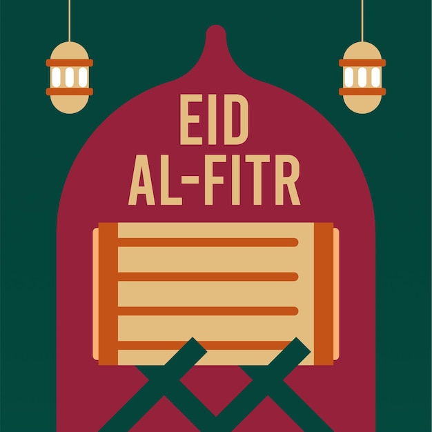 Flat eid al fitr illustratie achtergrond