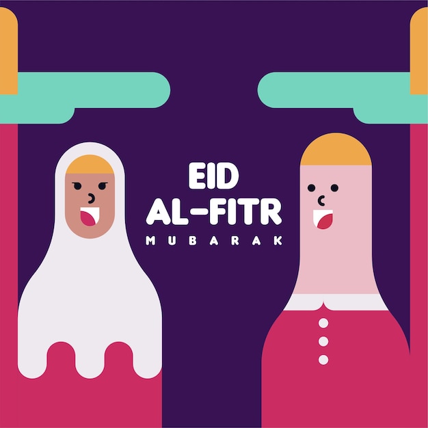 Flat eid al fitr illustration background