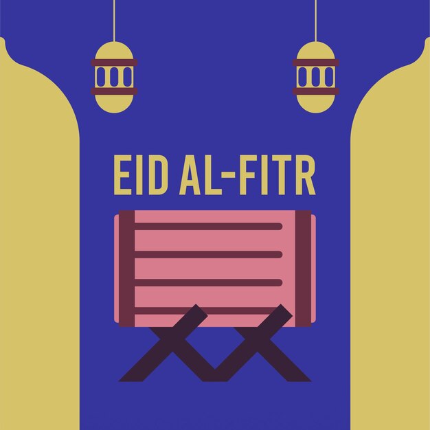 Flat eid al fitr illustration background