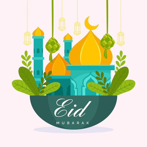 Flat eid al-fitr illustration