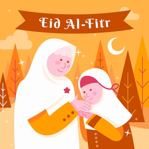 Flat eid al-fitr illustration