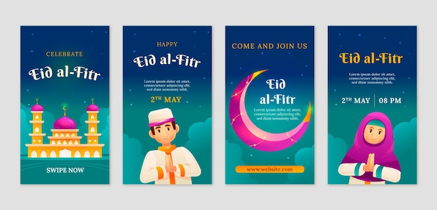 Flat eid al-fitr instagram stories collection