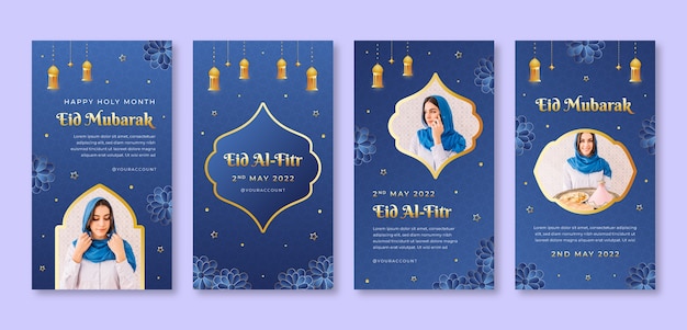 벡터 flat eid al-fitr 인스타그램 스토리 컬렉션