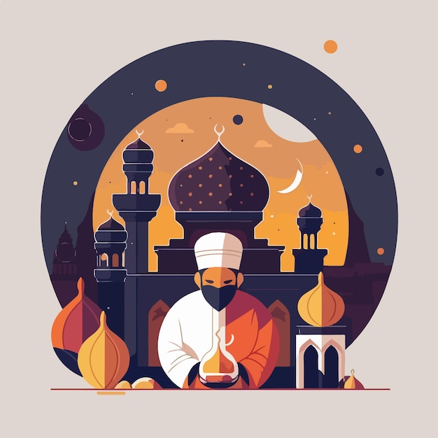 Flat eid al-fitr vector illustration