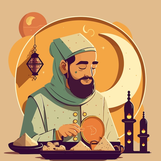 Flat eid al-fitr vector illustration