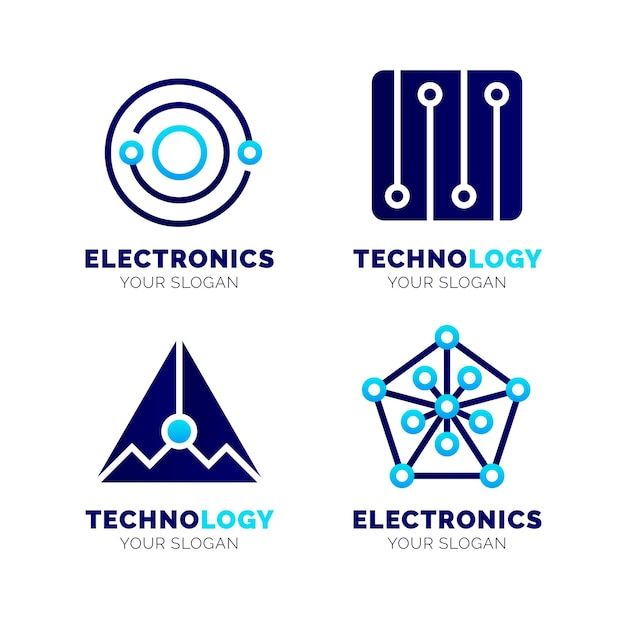 Vector flat electronics logo collection