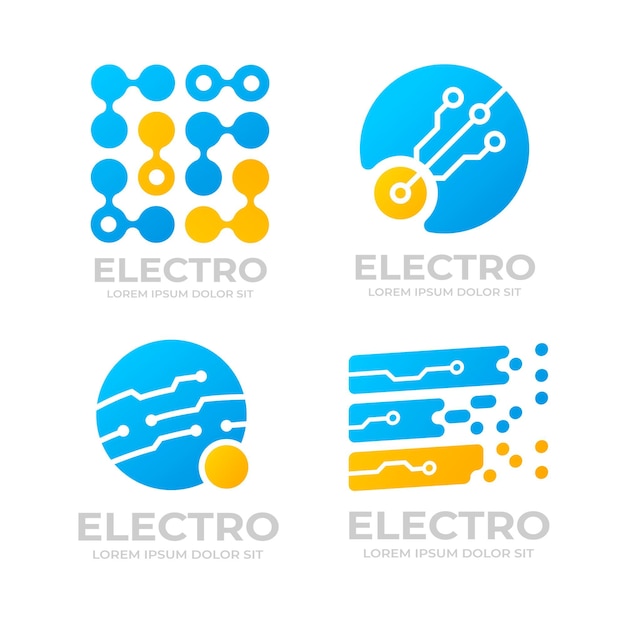 Vettore pacchetto design logo elettronica piatta