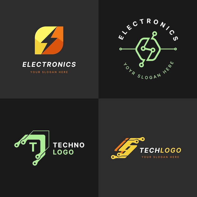 Вектор Набор логотипов плоской электроники