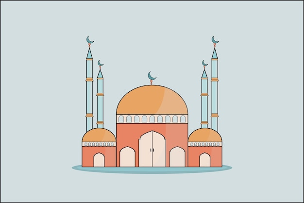 Flat Elegant Islamitisch Moskee Gebouw Geschikt voor Grafische Gerelateerde Activa