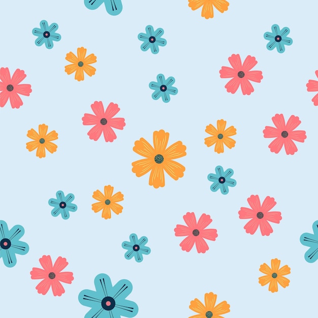 Flat elegant romantic floral seamless pattern vector flowers seamless pattern