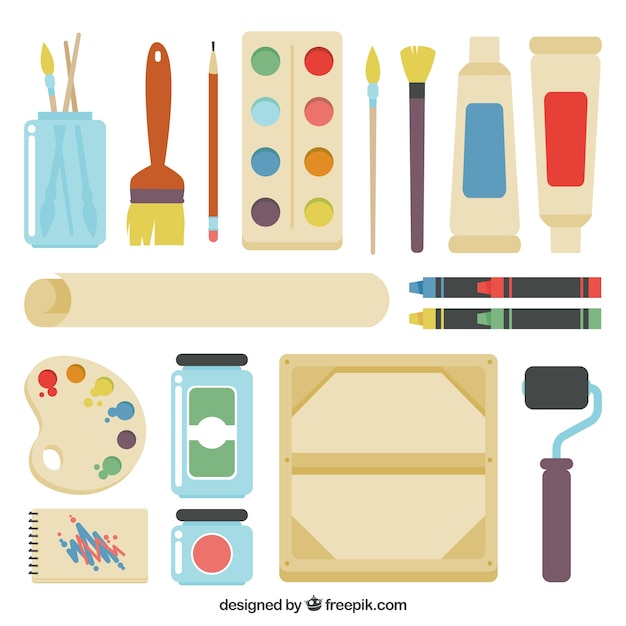 Vector flat elements of art studio