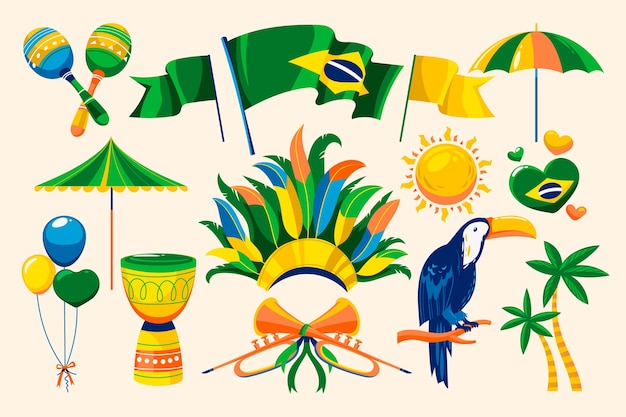 Vector flat elements collection for 7 de setembro celebration