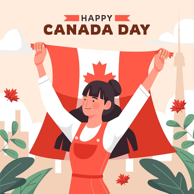 Flat elements collection for canada day celebration