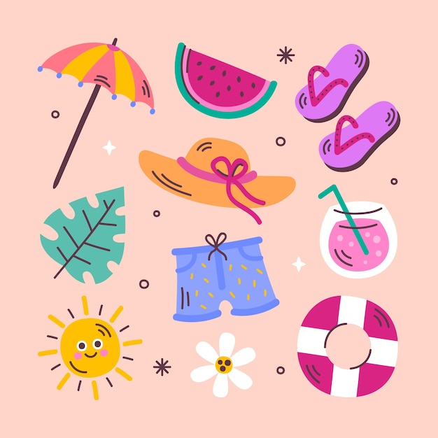 Vector flat elements collection for summer season