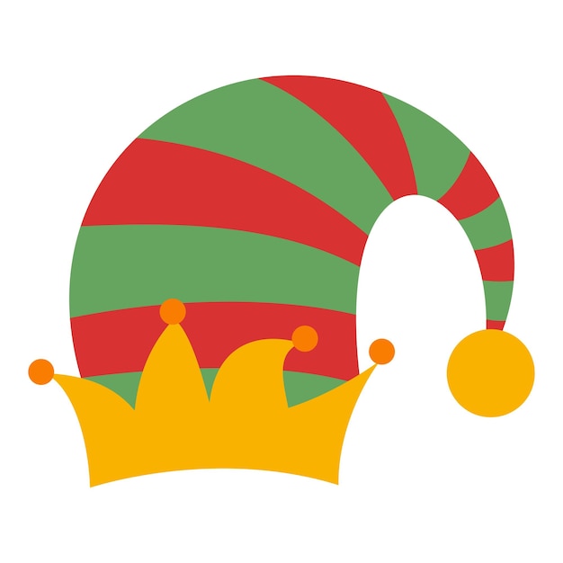 Vettore illustrazione vettoriale dell'evento natalizio dell'elemento cappello elfo piatto