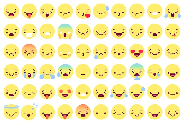 Flat emoji faces.    icons set.