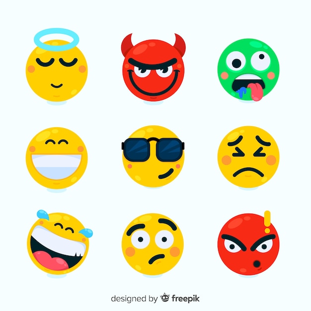 Flat emoticon reaction collectio