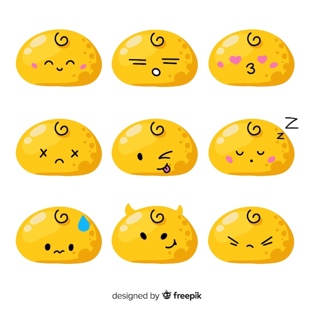 Flat emoticon reaction collectio