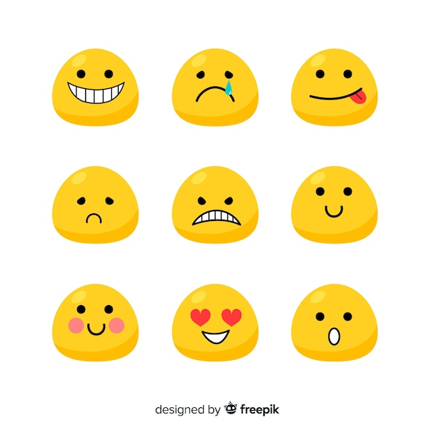 Vector flat emoticon reaction collectio