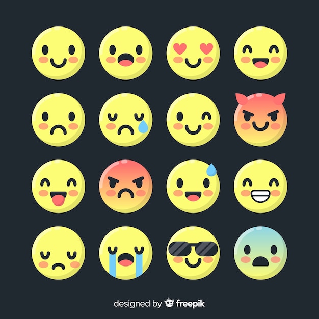 Premium Vector  Flat emoji icon reaction