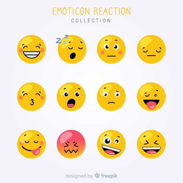 Vettore emoticon piatto reazione collectio