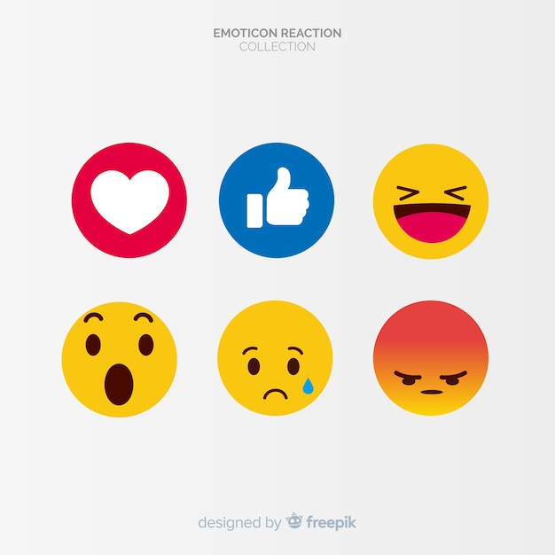 Vector flat emoticon reaction collectio