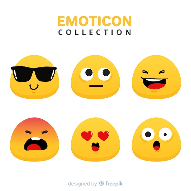 Vector flat emoticon reaction collectio