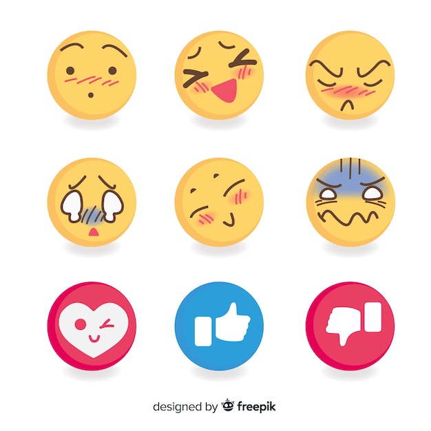 Flat emoticon reaction collectio