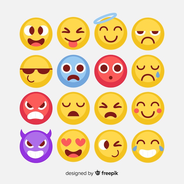 Vector flat emoticon reaction collectio