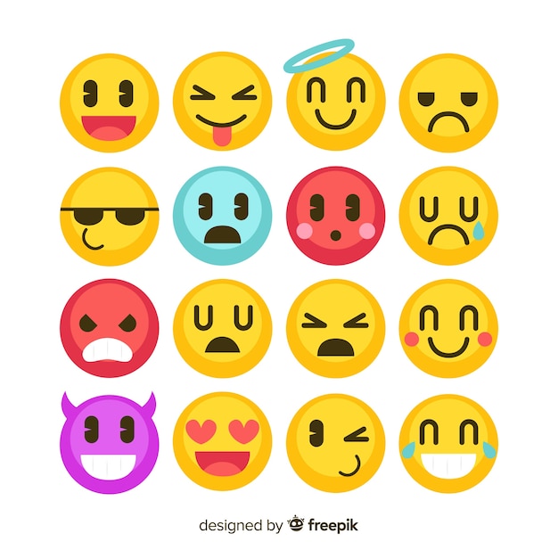 Flat emoticon reaction collectio