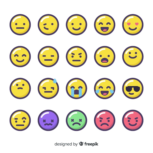 Vector flat emoticon reaction collectio