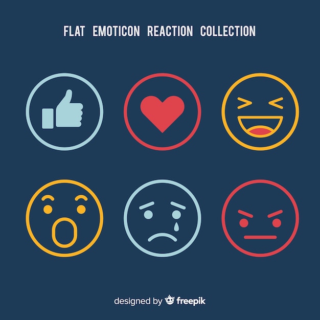 Flat emoticon reaction collection