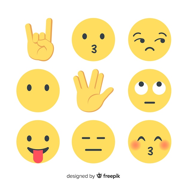 Raccolta di reazioni di emoticon piatto