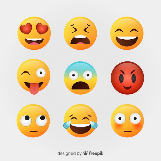 Raccolta di reazioni di emoticon piatto