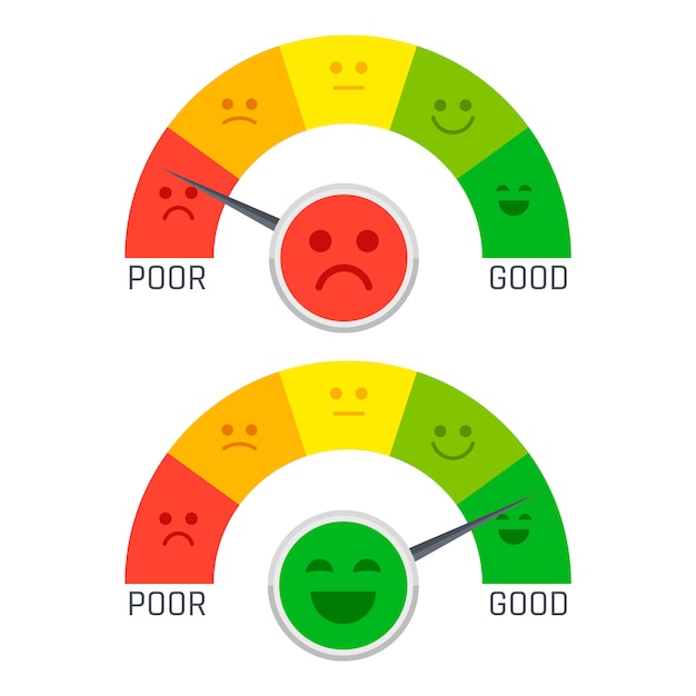 Flat emotion pain scale from poor to good illustration